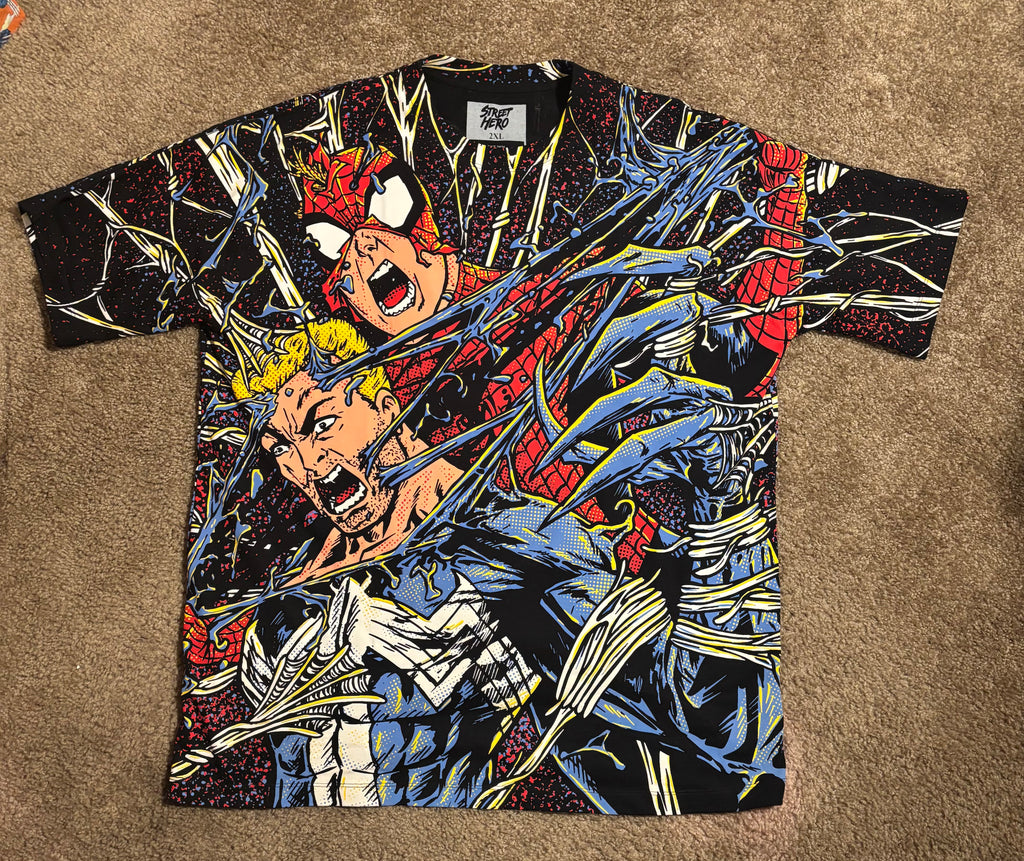 SPIDERMAN VS VENOM "ENTANGLEMENT" AOP SHIRT