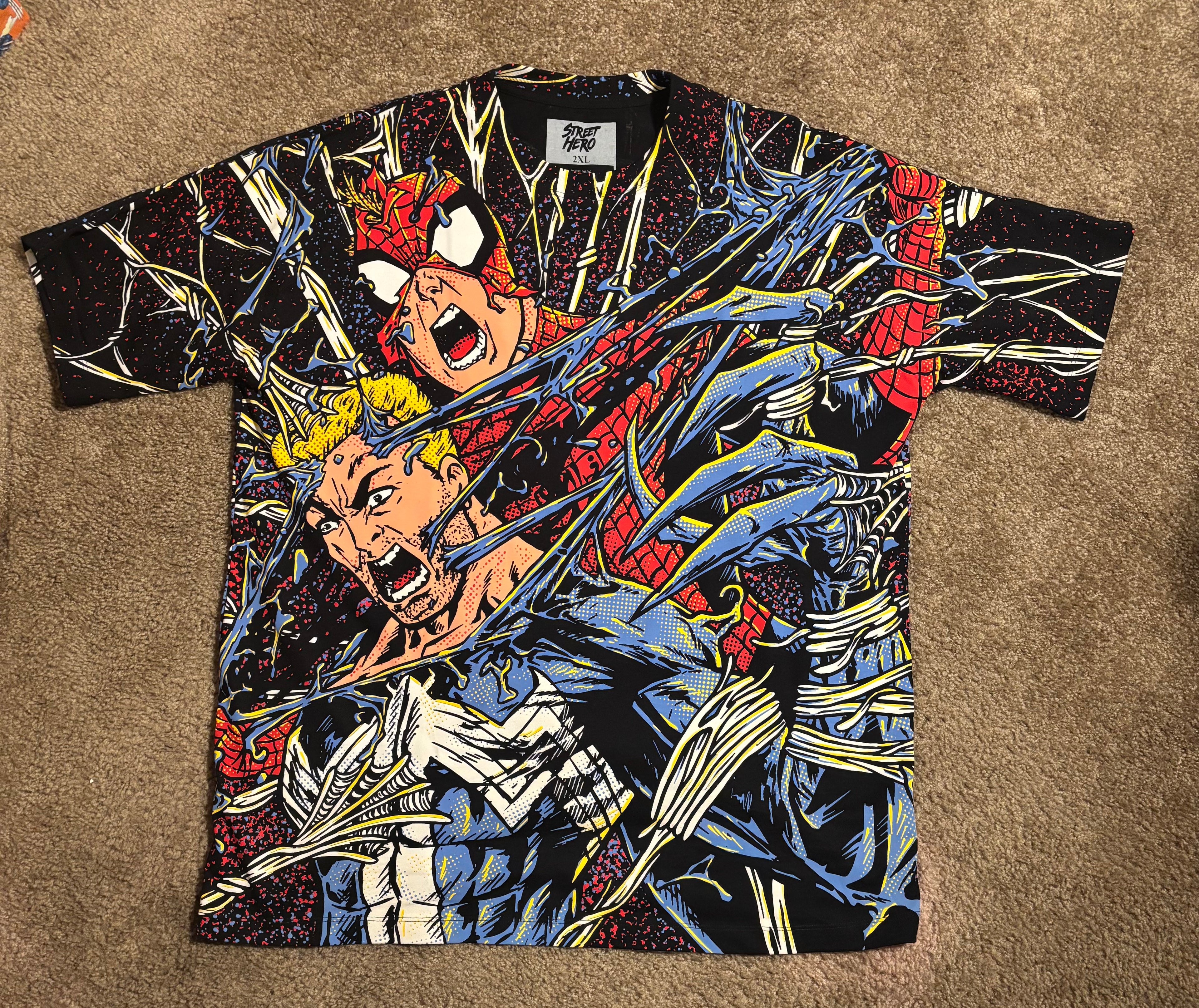 SPIDERMAN VS VENOM "ENTANGLEMENT" AOP SHIRT